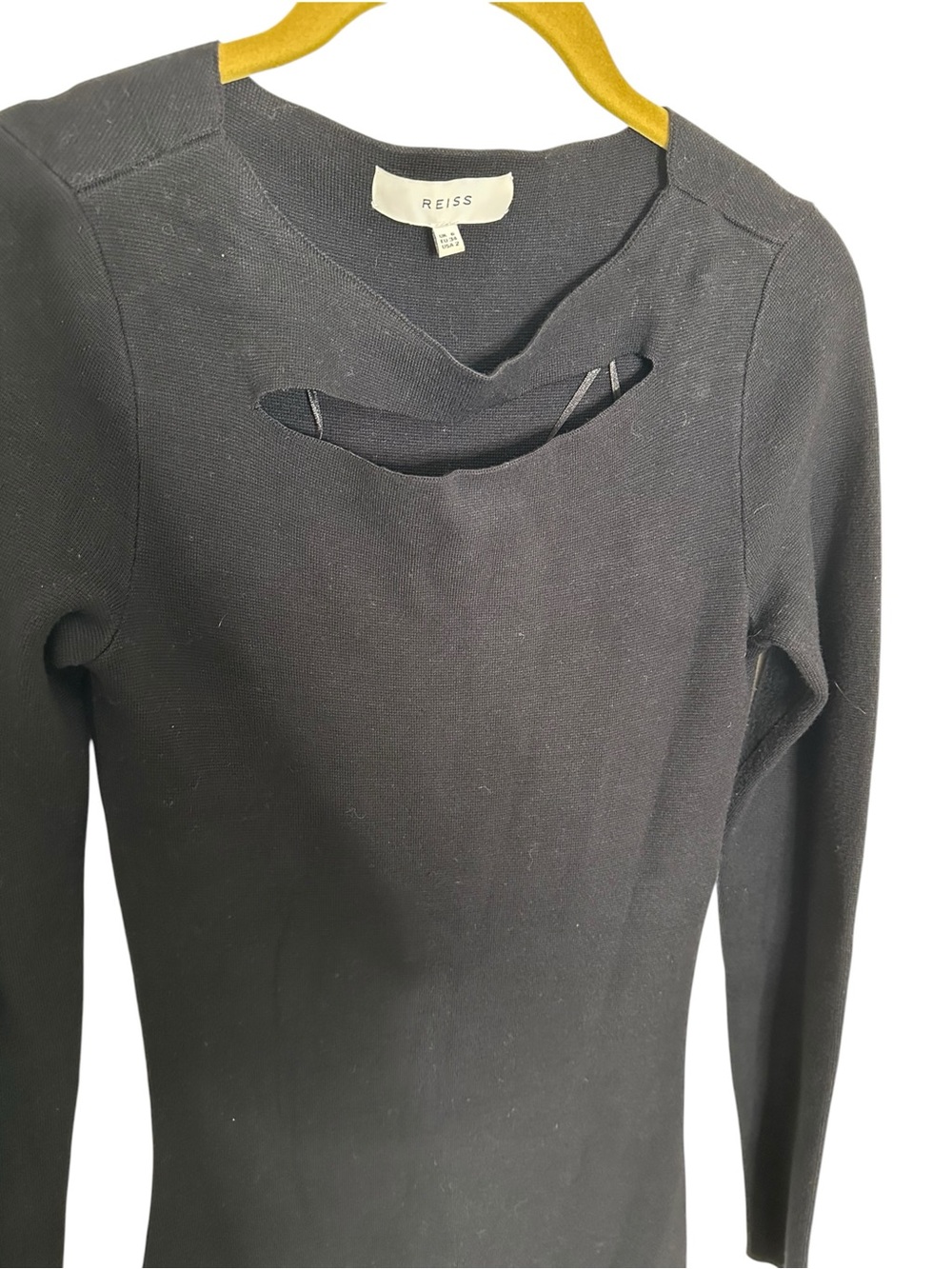 Reiss Black Long-Sleeve Knit Dress with Cutout Detail 2 - Picture 4 of 5